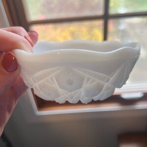 Vintage Milk Glass McKee Toltec Pattern Small Bowl